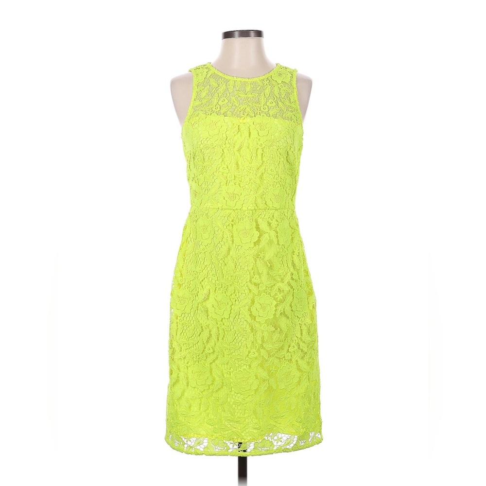 J. Crew Collection Neon Green Lace Sheath Dress (Size 10)